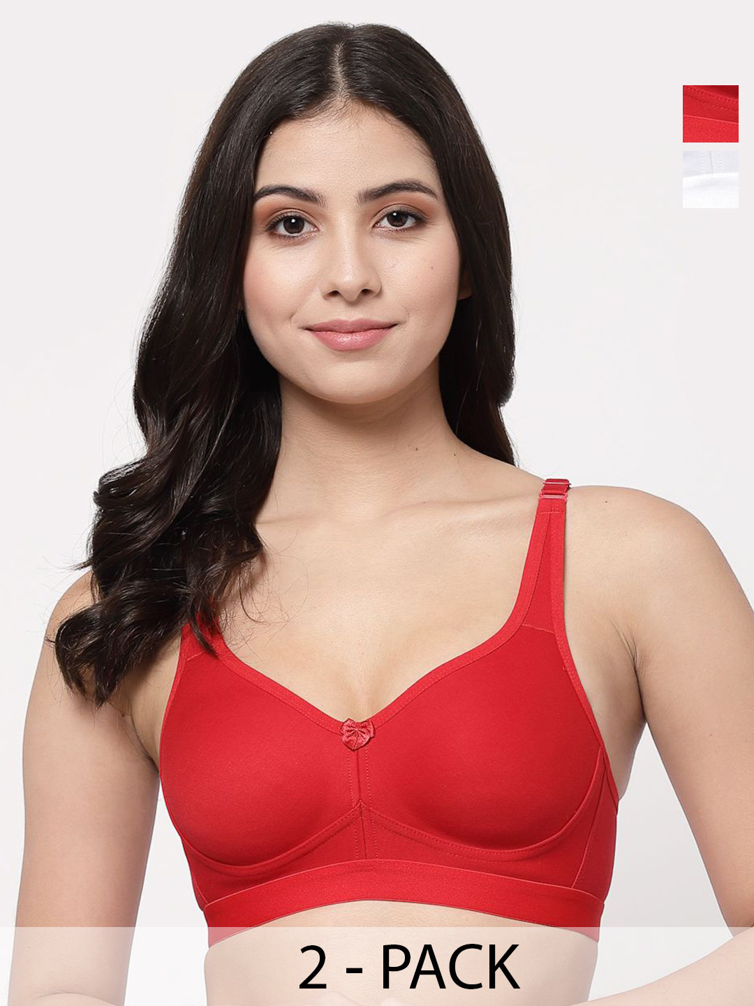 

College Girl Women Pack of 2 Full Coverage Lightly Padded Minimizer Bra, White