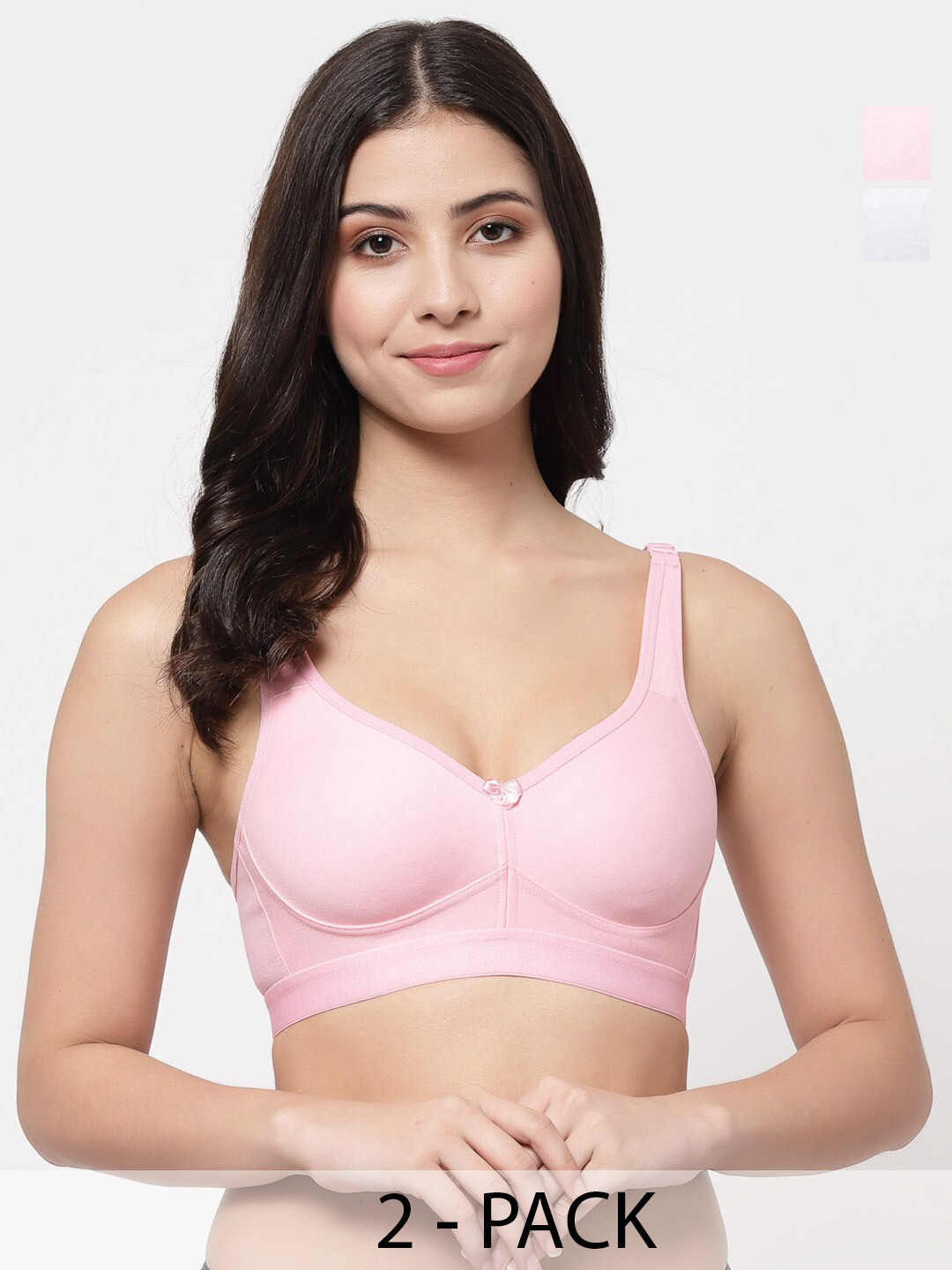 

College Girl Pack Of 2 Lightly Padded Super Support Cotton Minimizer Bra-All Day Comfort, White