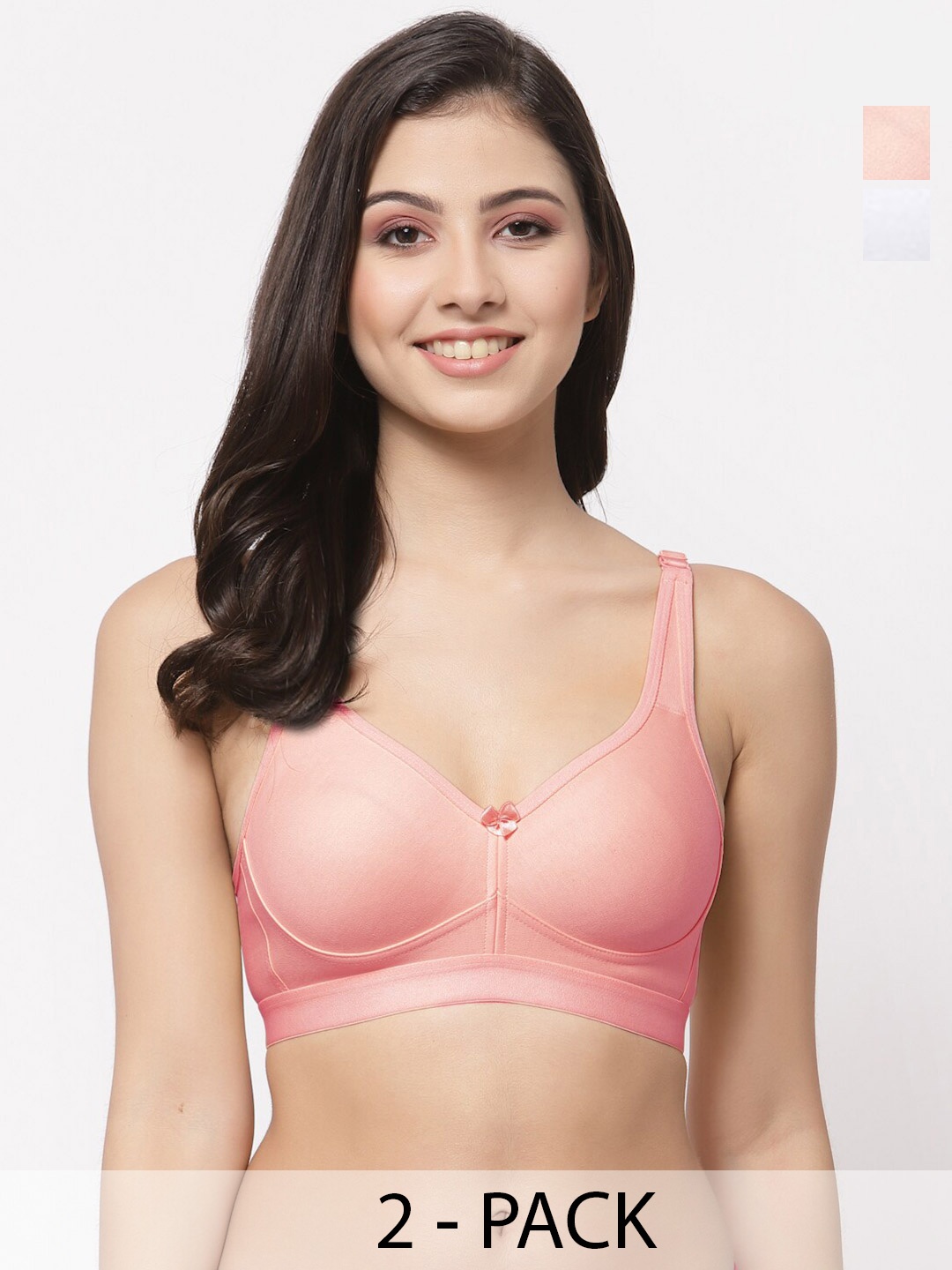 

College Girl Pack of 2 Full Coverage Lightly Padded Minimizer Bra-All Day Comfort, White