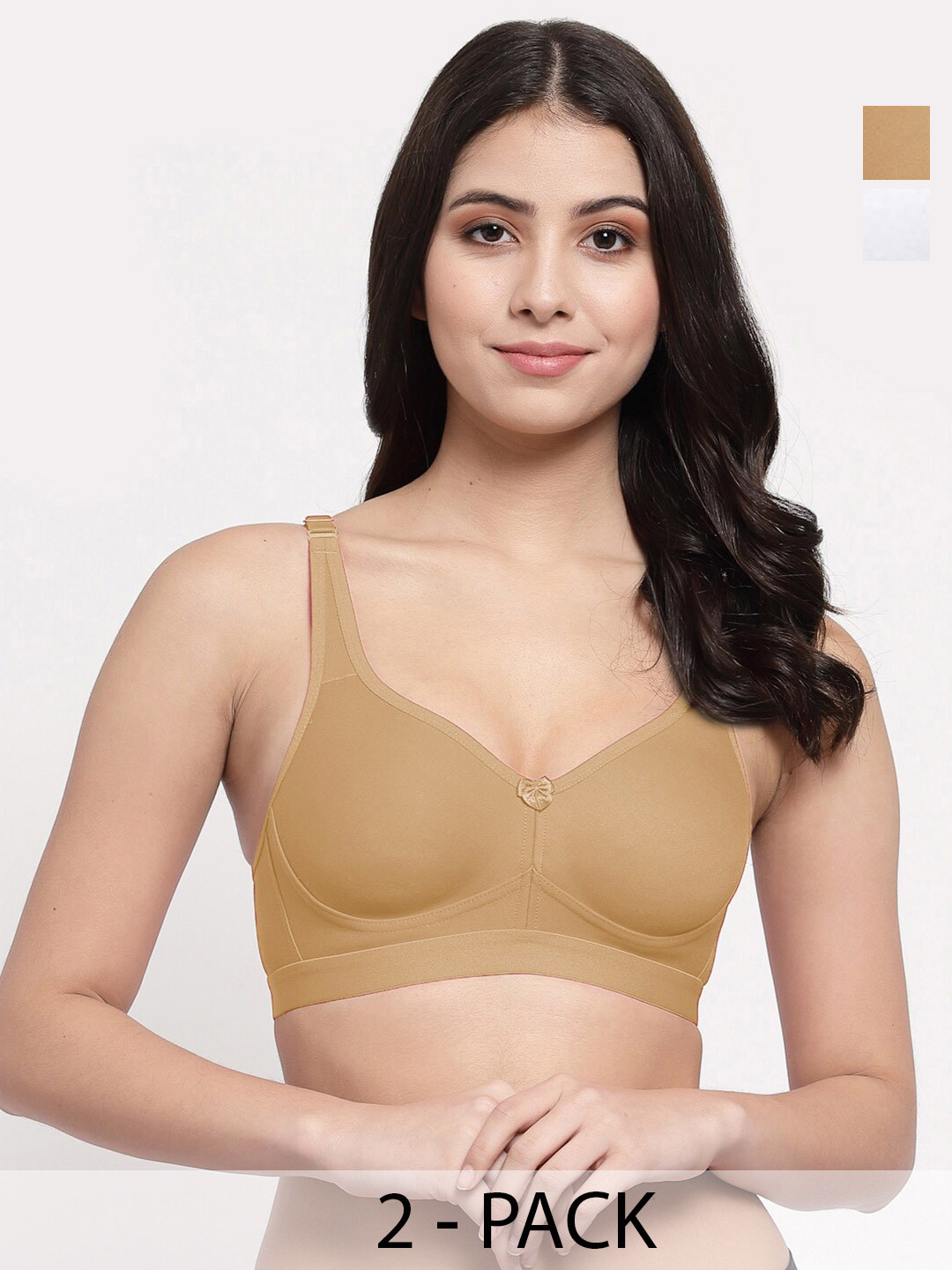 

College Girl Pack Of 2 Lightly Padded Super Support Cotton Minimizer Bra-All Day Comfort, White