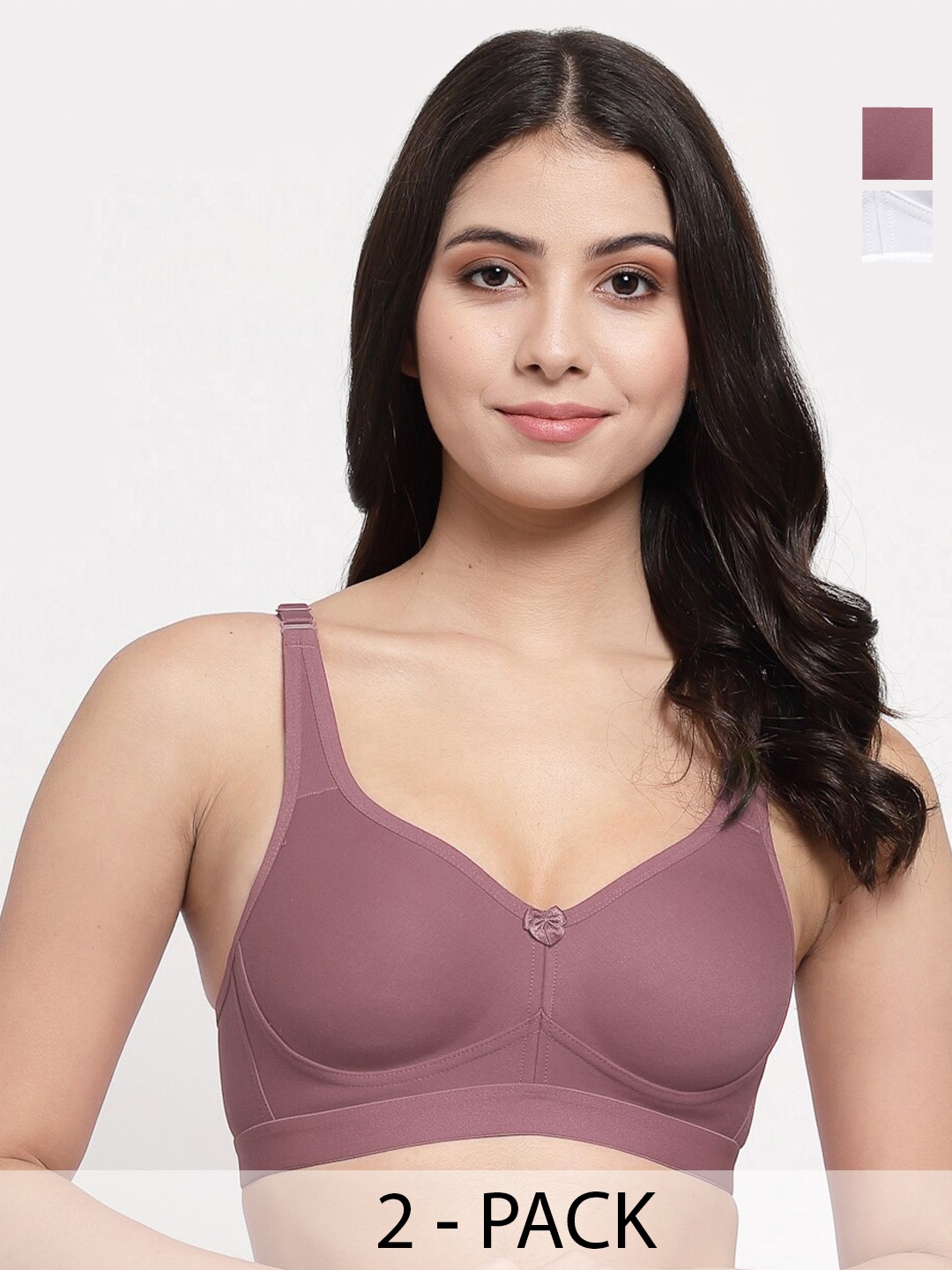 

College Girl Women Pack of 2 Full Coverage Lightly Padded Minimizer Bra, White