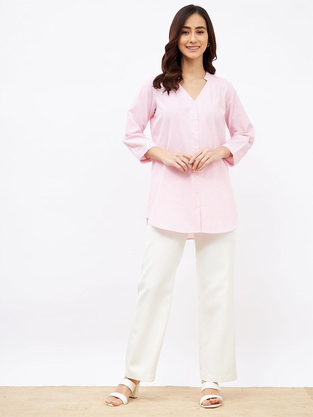 

SALT ATTIRE Striped Tunic, Pink