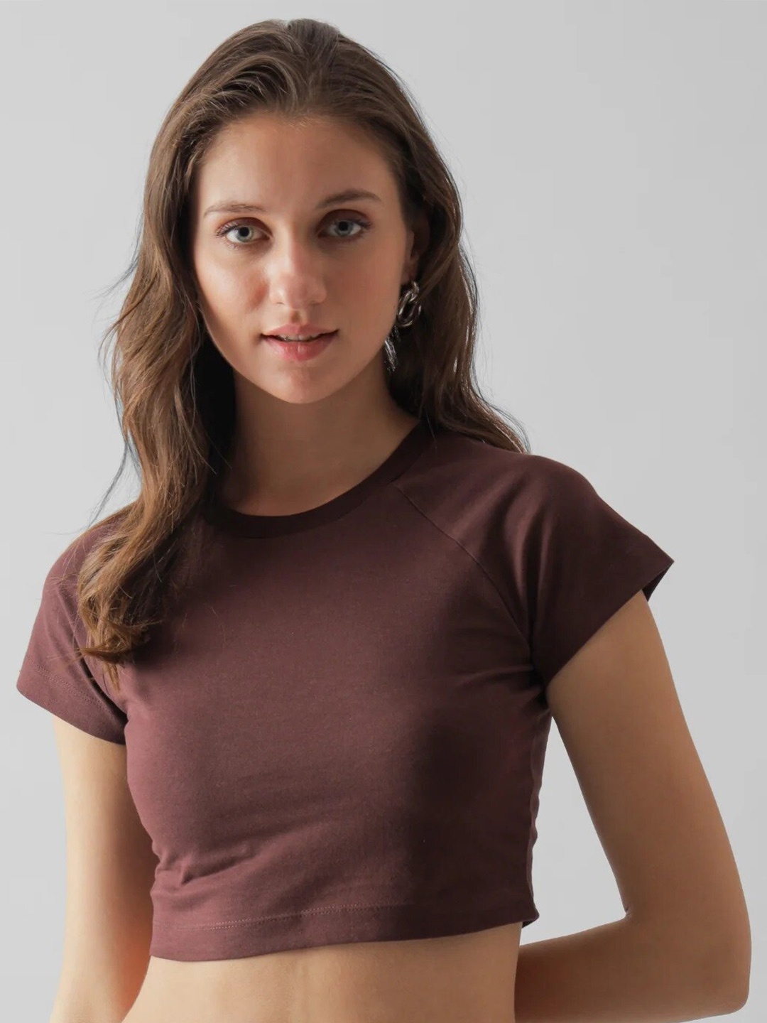 

BOTNIA Cotton Crop Top, Brown