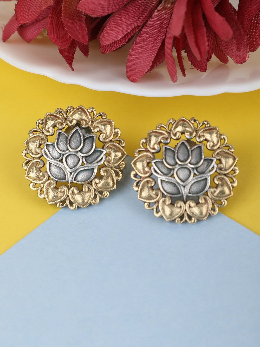 

Anouk Gold-Plated German Silver Floral Studs Earrings