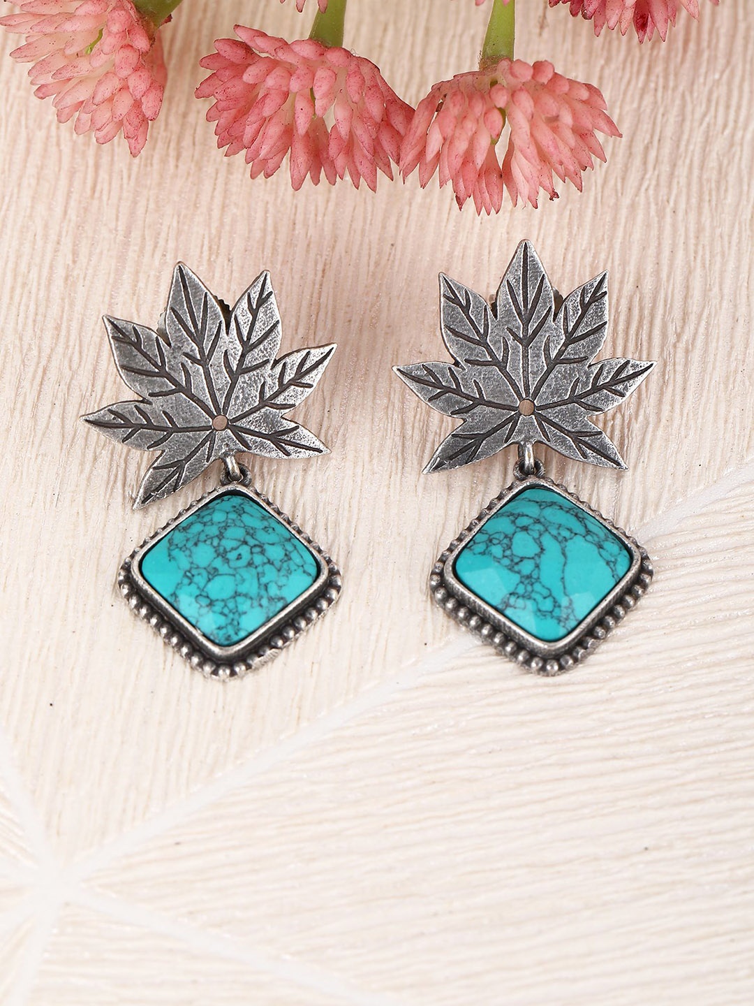 

Anouk German Silver Leaf Shaped Drop Earrings