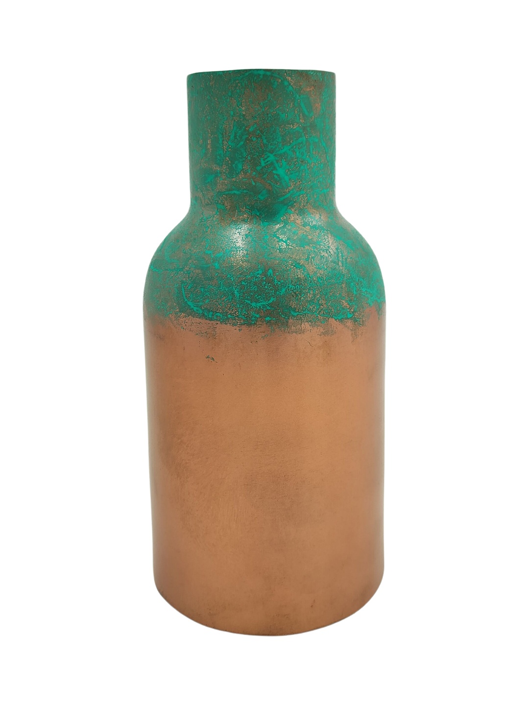 

10CLUB Copper Toned & Green Colourblocked Cylinder Shaped Flower Vase