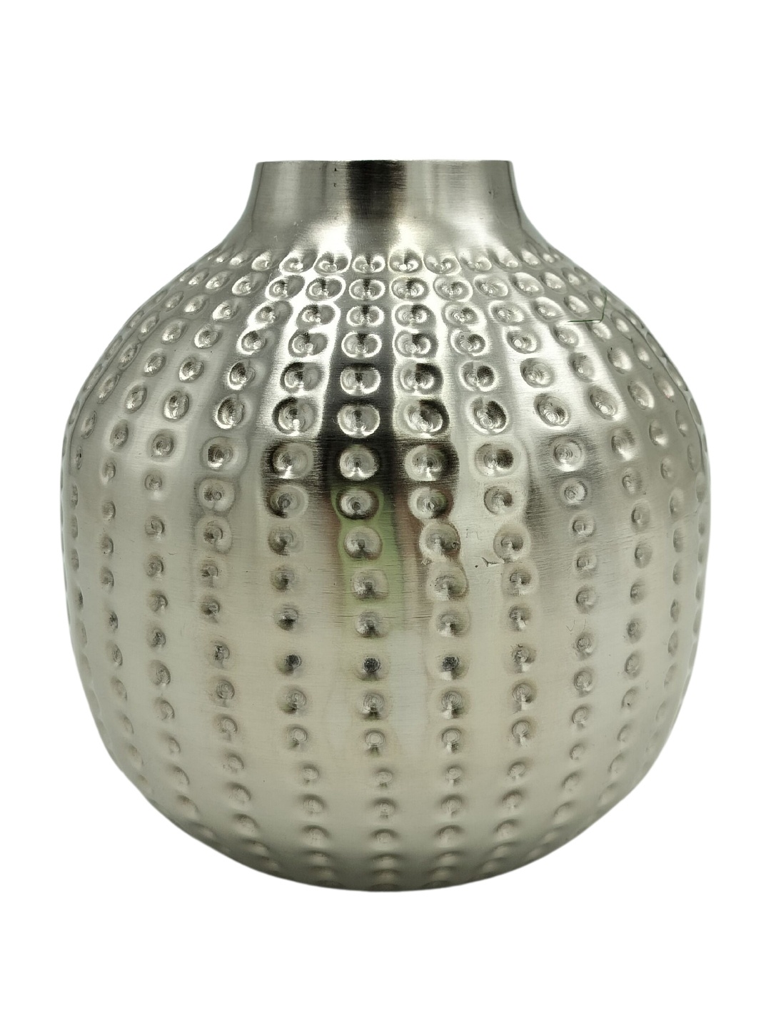 

10club Silver Toned Textured Cylinder Shaped Goblet Vase