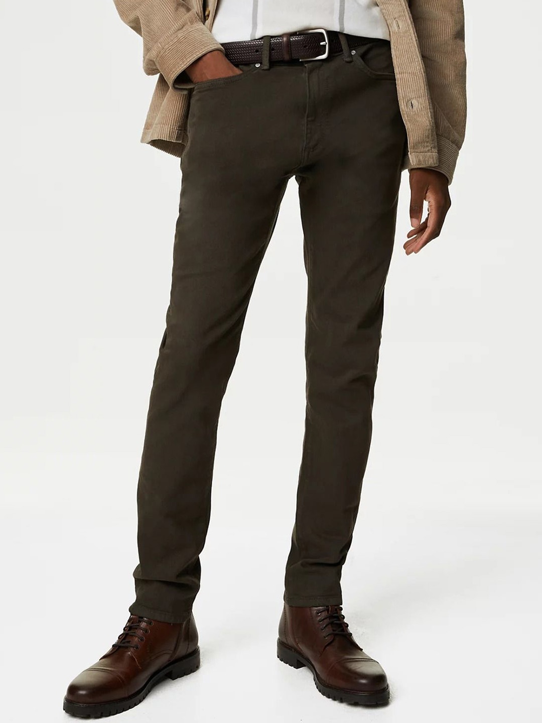 

Marks & Spencer Men Tea Dyed Slim Fit High-Rise Stretchable Jeans, Brown