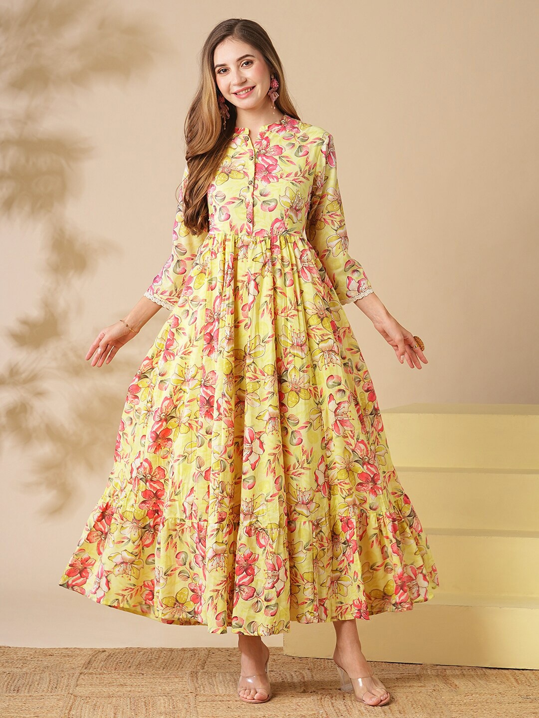 

FASHOR Floral Printed Maxi Dress, Yellow