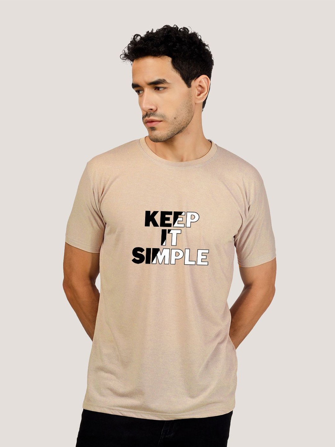 

Greylongg Typography Printed T-shirt, Beige