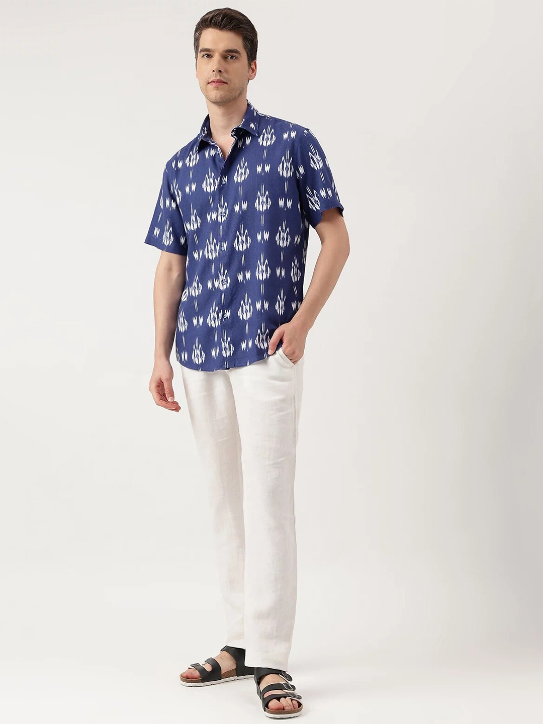 

Marks & Spencer Ethnic Motifs Printed Pure Cotton Casual Shirt, Blue