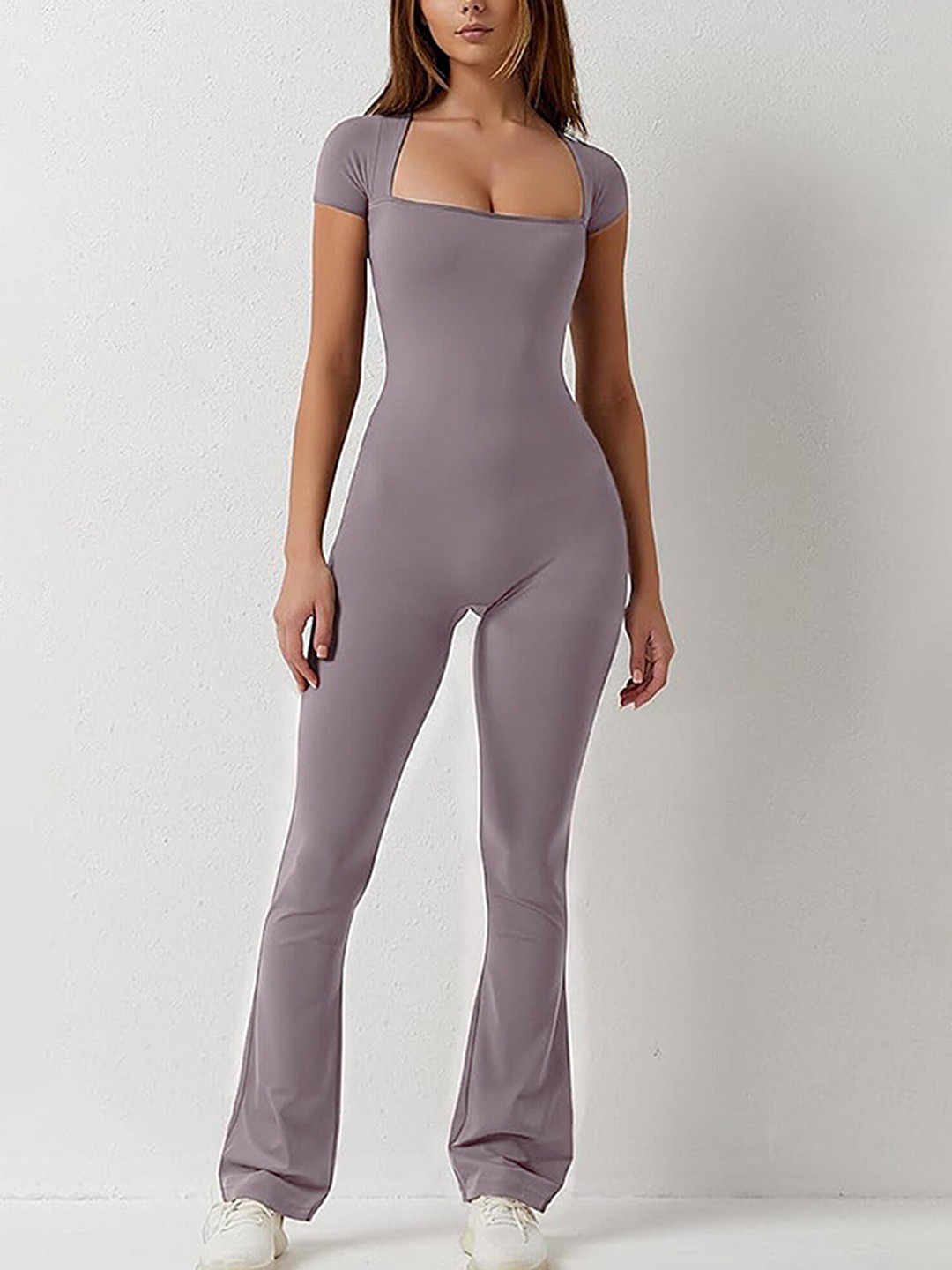 

LULU & SKY Square Neck Basic Jumpsuit, Purple