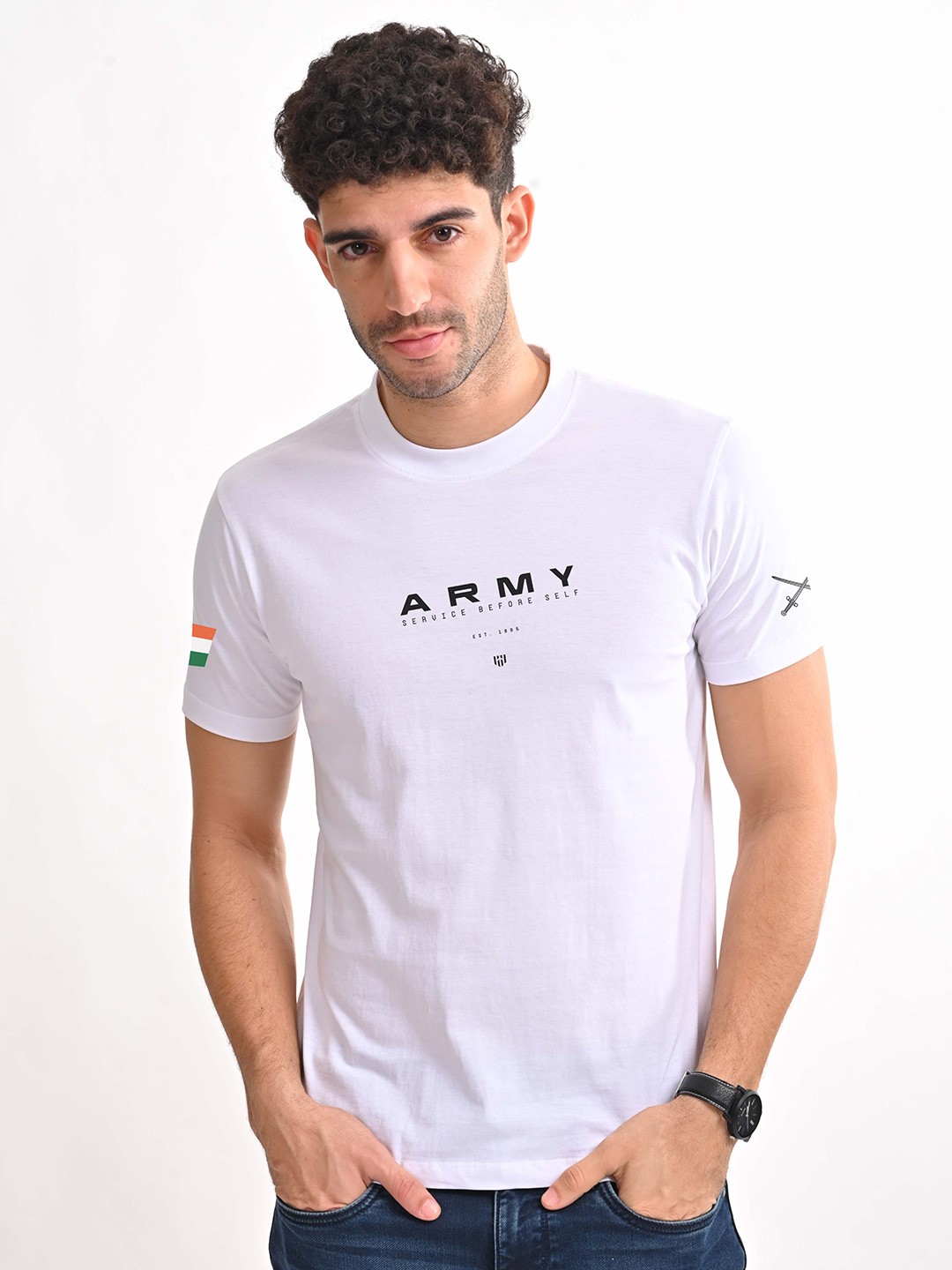 

Aero Armour Unisex Typography Printed Cotton T-shirt, White