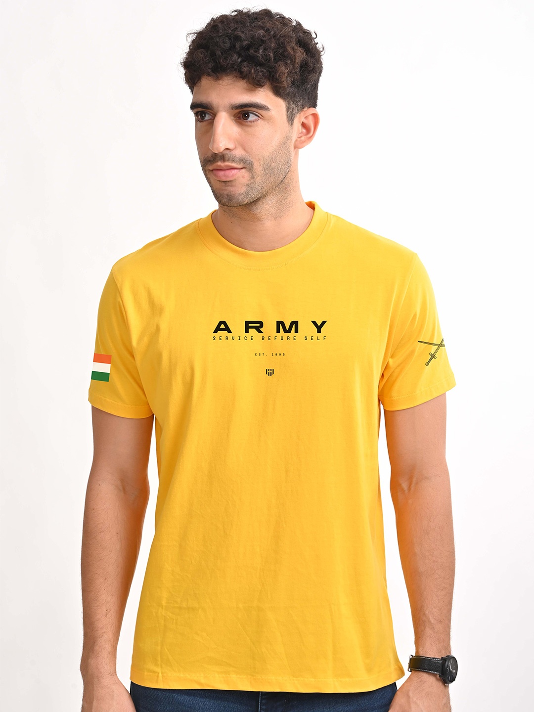 

Aero Armour Unisex Typography Printed Cotton T-shirt, Yellow