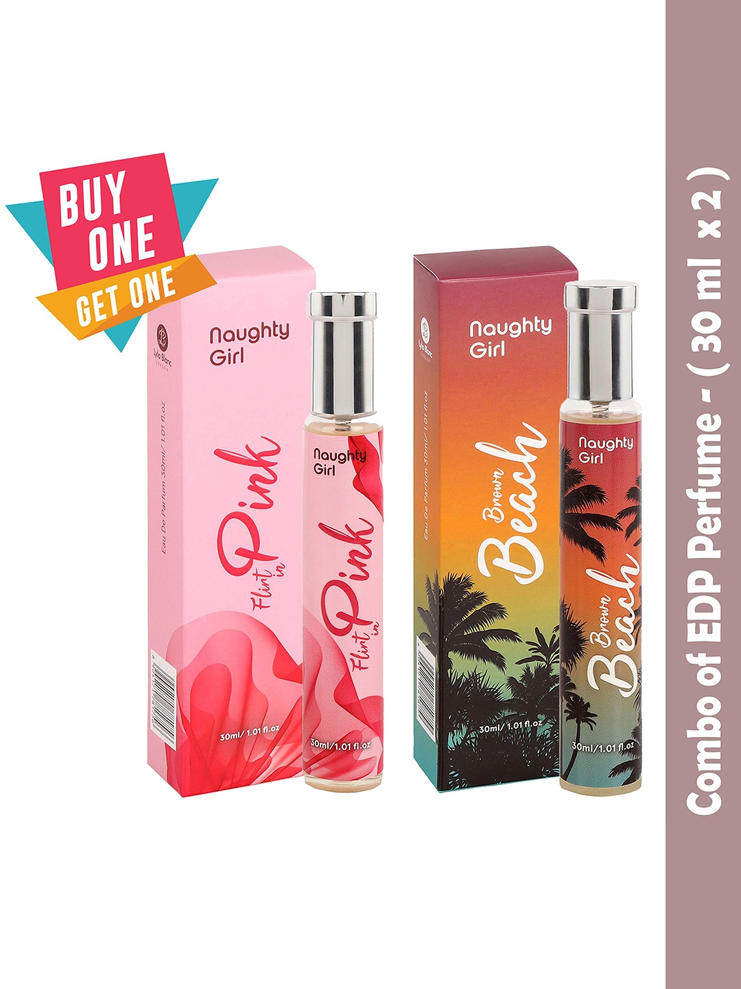 

Lyla Blanc Naughty Girl Set Of 2 Flirt In Pink & Brown Beach Eau De Parfum - 30ml Each