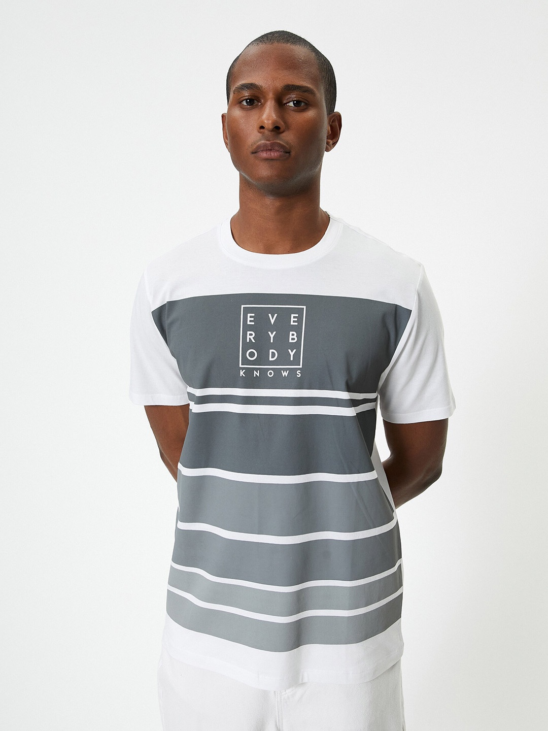 

Koton Typography Printed Round Neck Cotton T-shirt, White