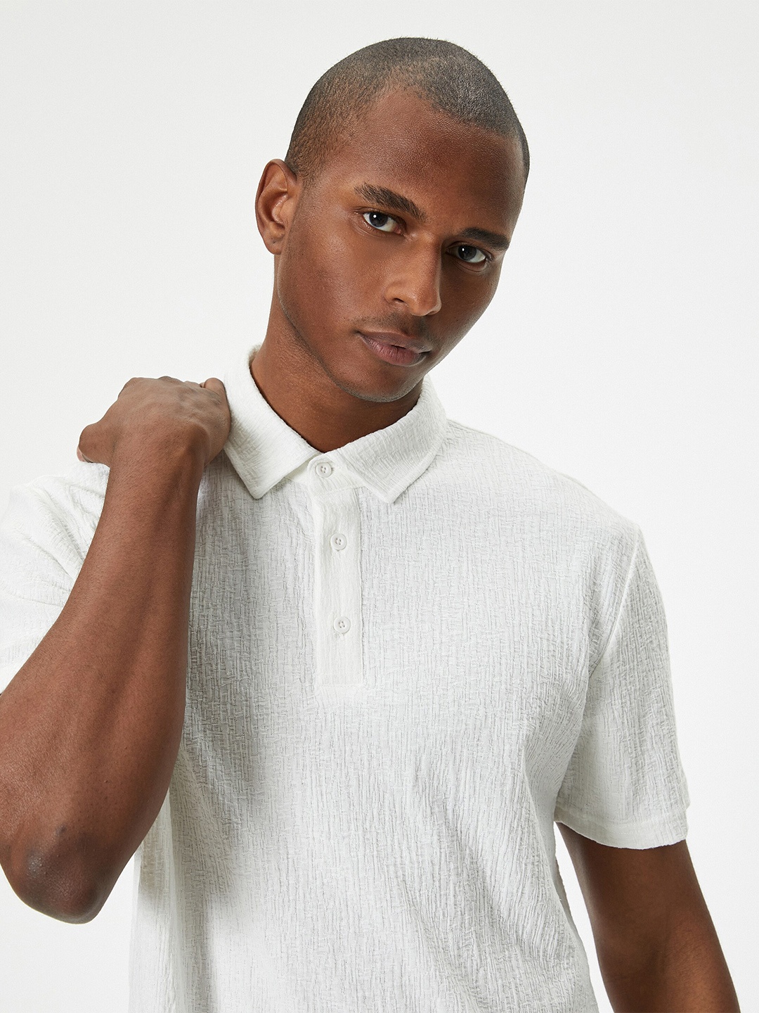 

Koton White Polo Collar Cotton T-shirt