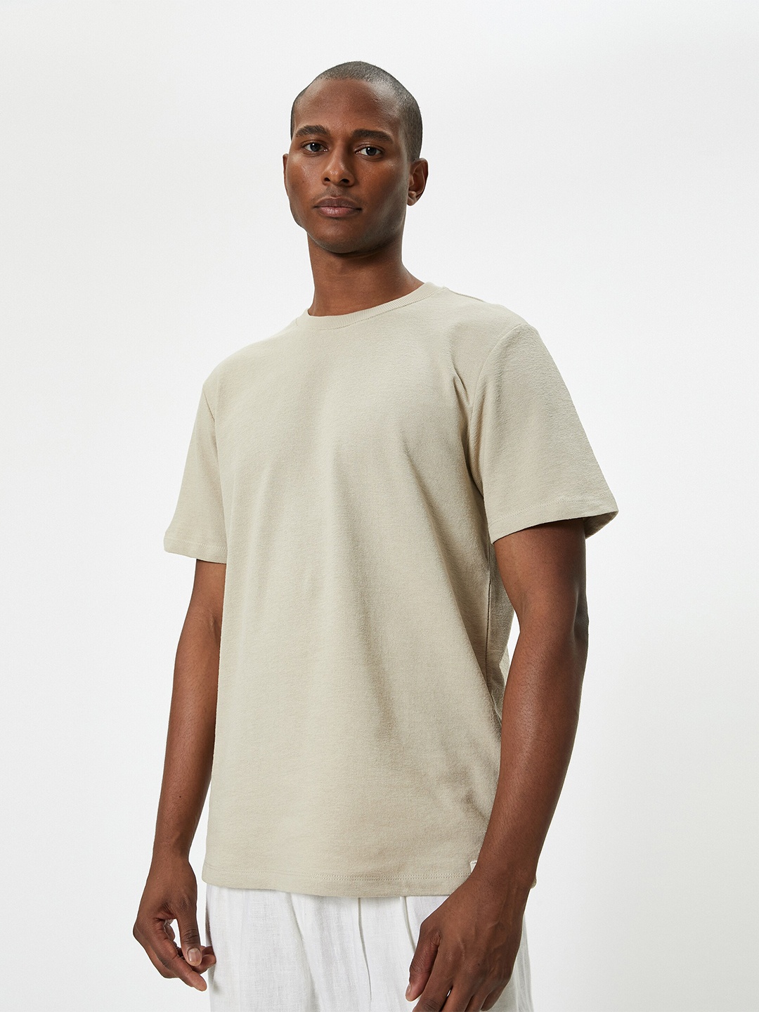 

Koton Beige Round Neck Cotton T-shirt