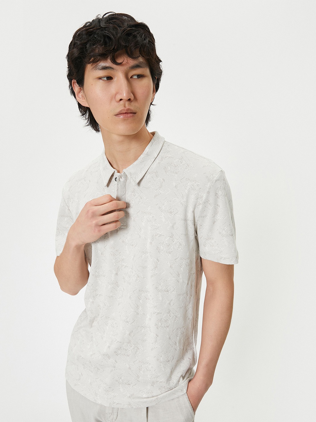 

Koton Polo Collar Short Sleeves Cotton T-shirt, Grey