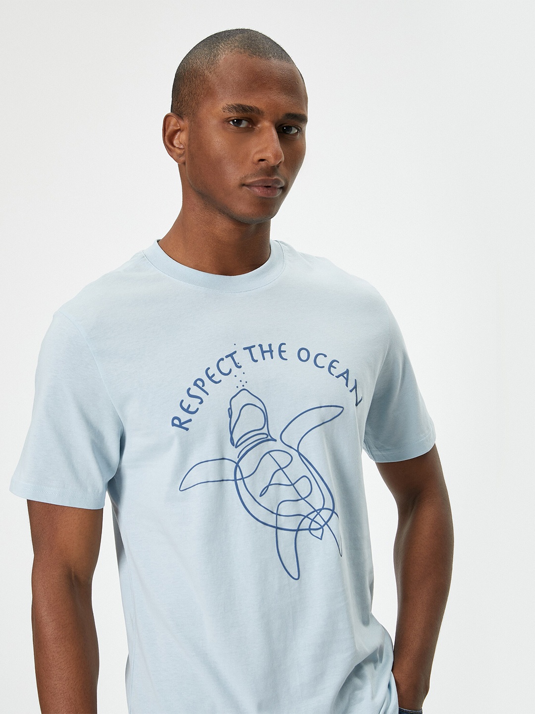 

Koton Blue Typography Printed Cotton T-shirt