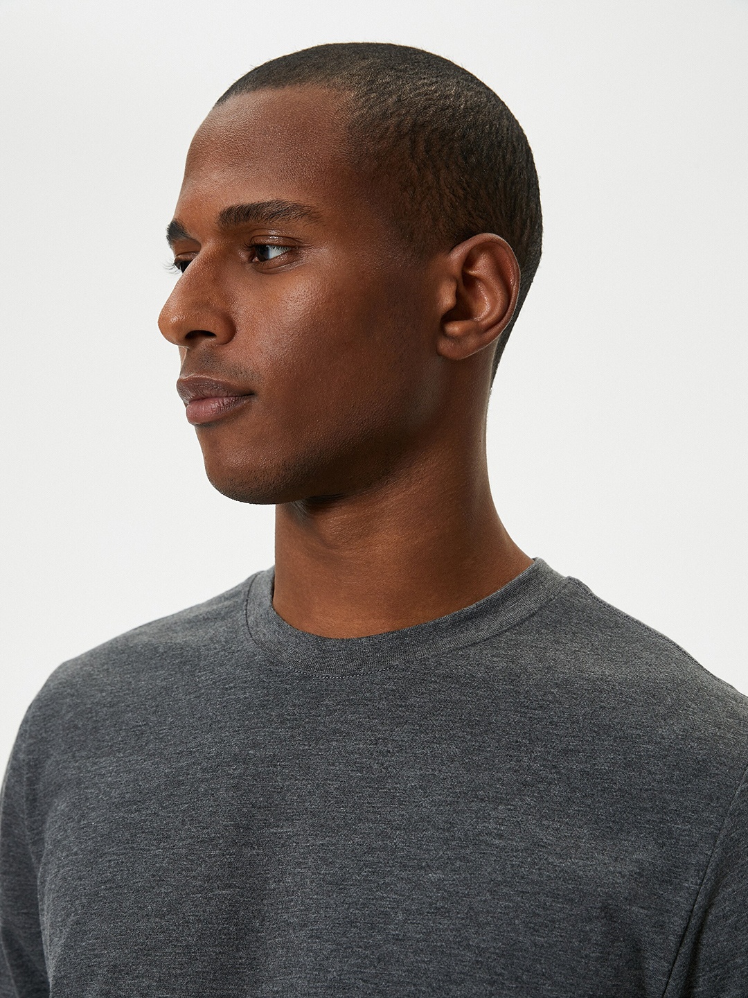 

Koton Grey Round Neck Cotton T-shirt