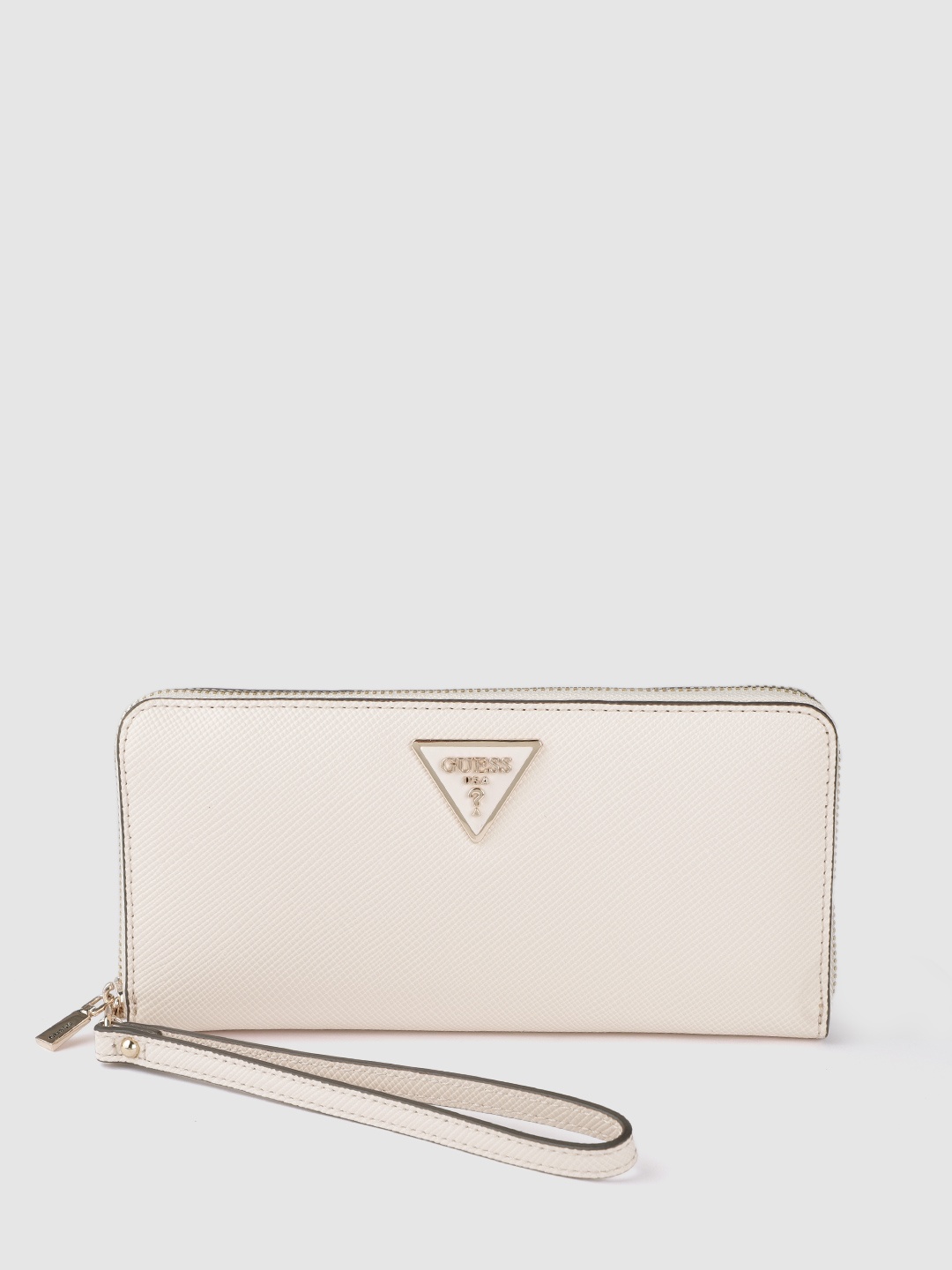 

GUESS Women Solid Zip Around Wallet, Off white