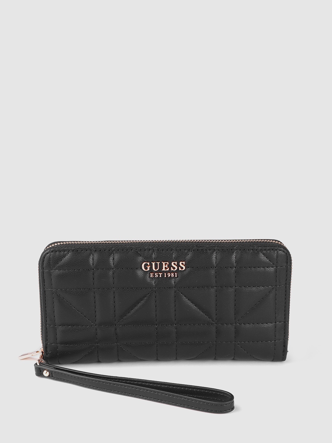 

GUESS Women Quilted Zip Around Wallet, Black