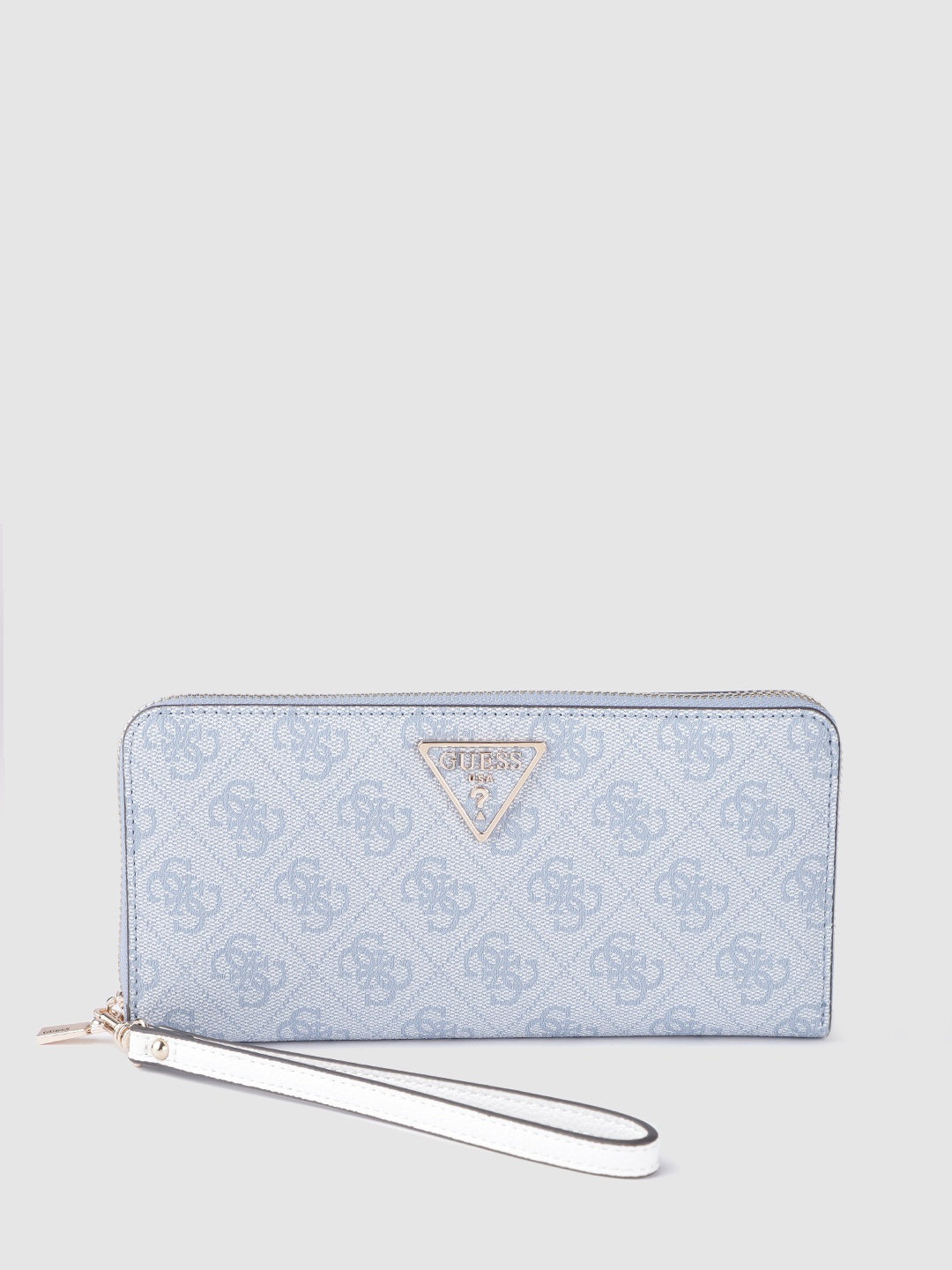 

GUESS Women Brand Logo Print Zip Around Wallet, Blue