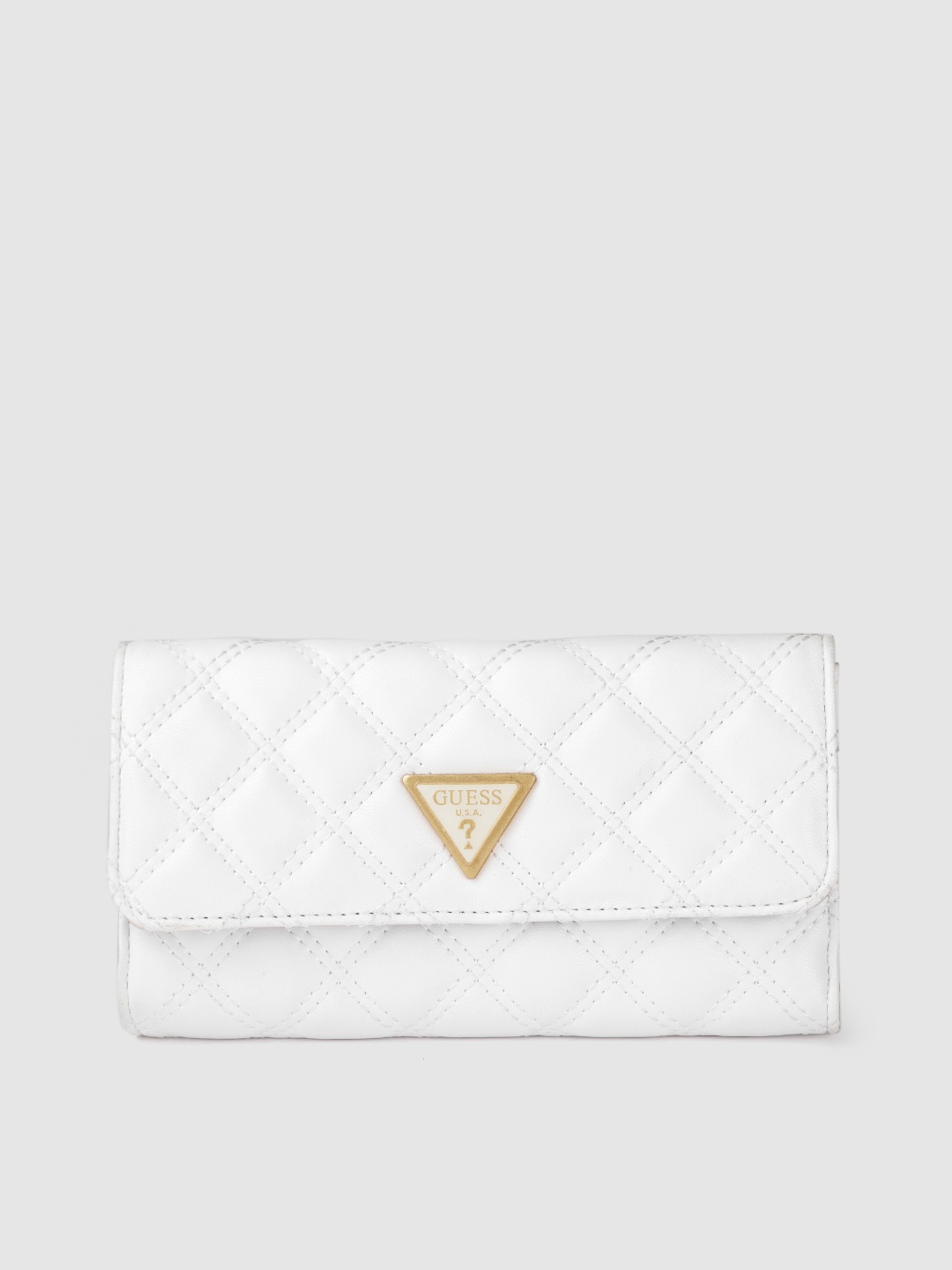 

GUESS Women Quilted PU Two Fold Wallet, White