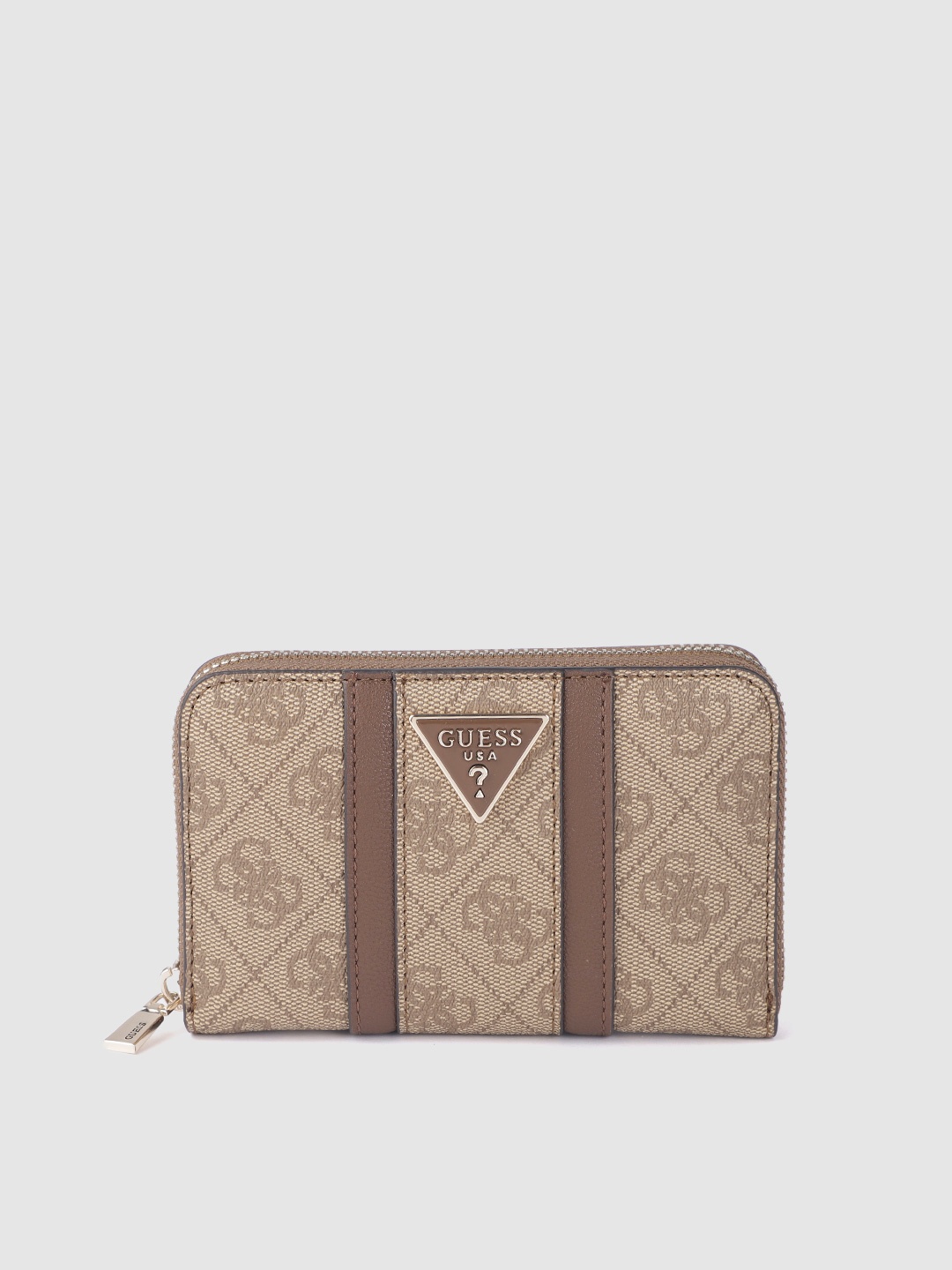 

GUESS Women Brand Logo Print Zip Around Wallet, Brown