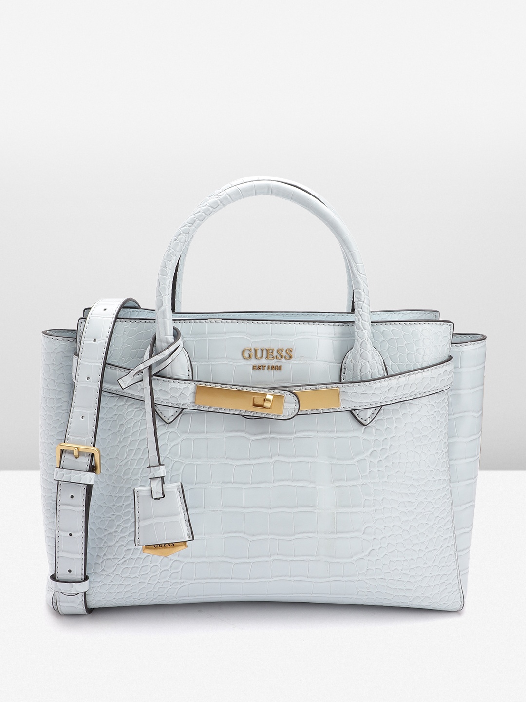

GUESS Croc Textured PU Swagger Handheld Bag, Blue