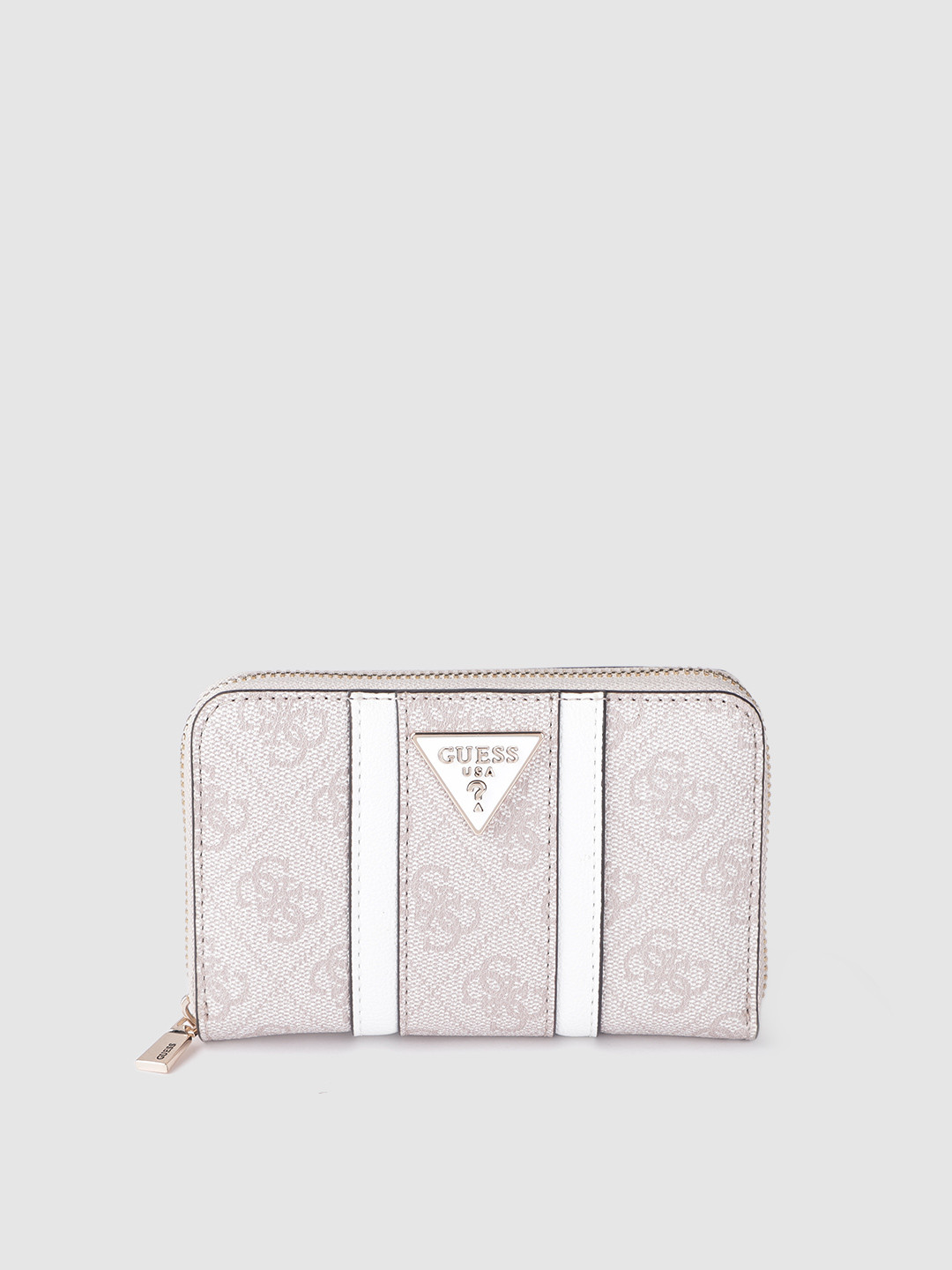 

GUESS Women Brand Logo Print Zip Around Wallet, Nude