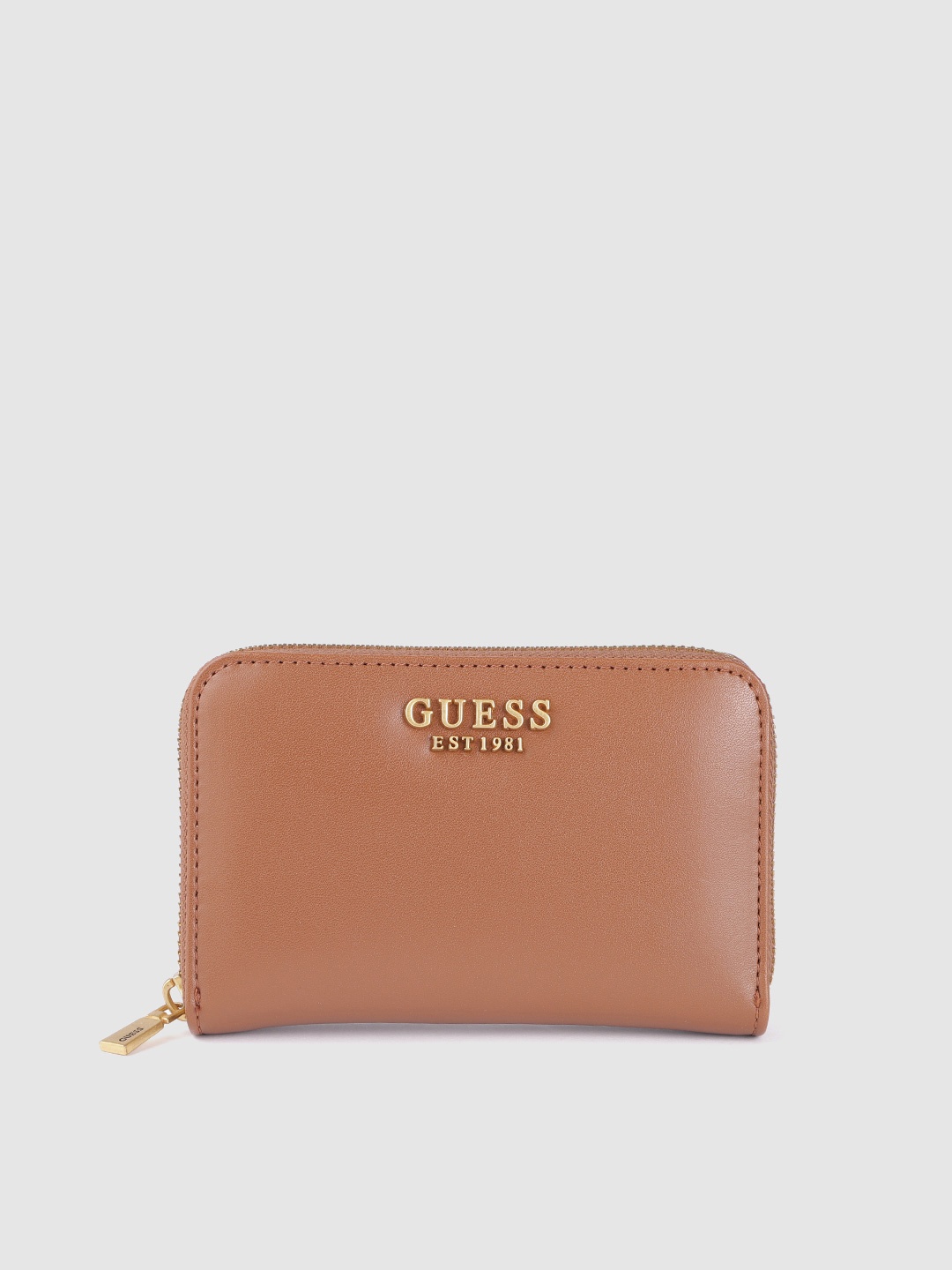 

GUESS Women Solid Zip Around Wallet, Brown