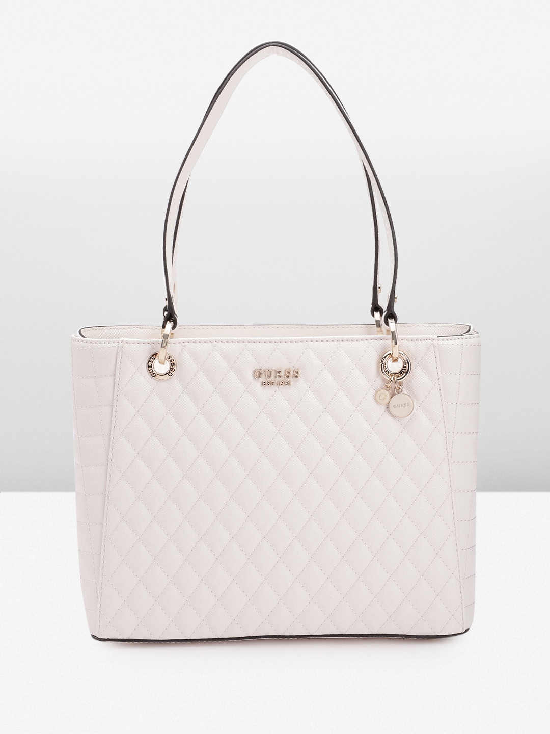 

GUESS Textured Structured Quilted Shoulder Bag, White