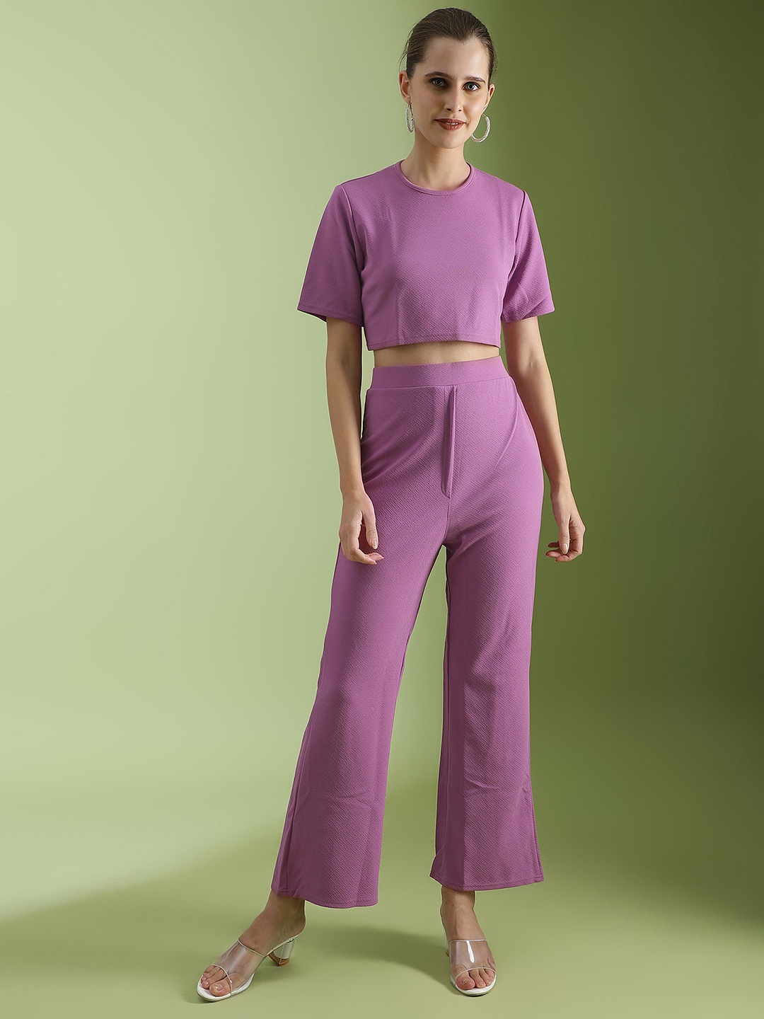 

Selvia Self Design Top With Trouser Co-Ords, Lavender