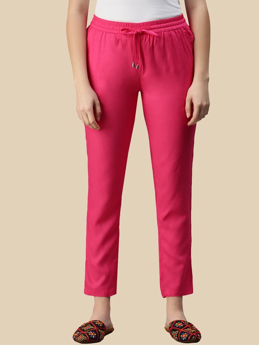

De Moza Women Mid-Rise Trousers, Fuchsia