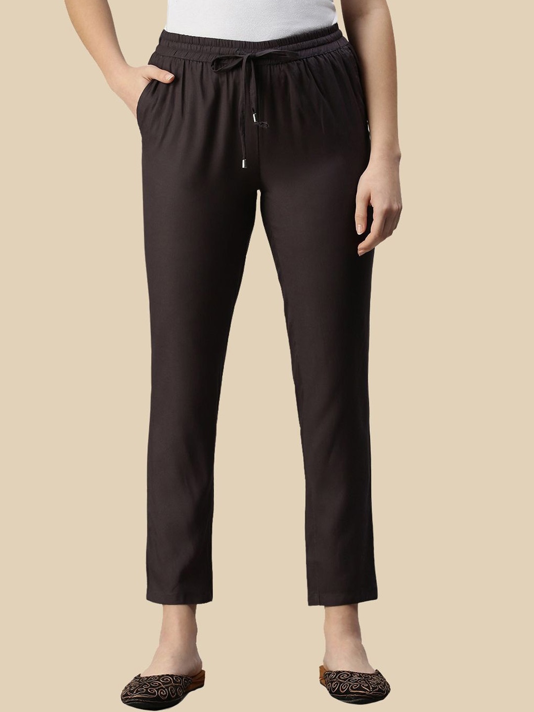 

De Moza Women Mid-Rise Trousers, Grey