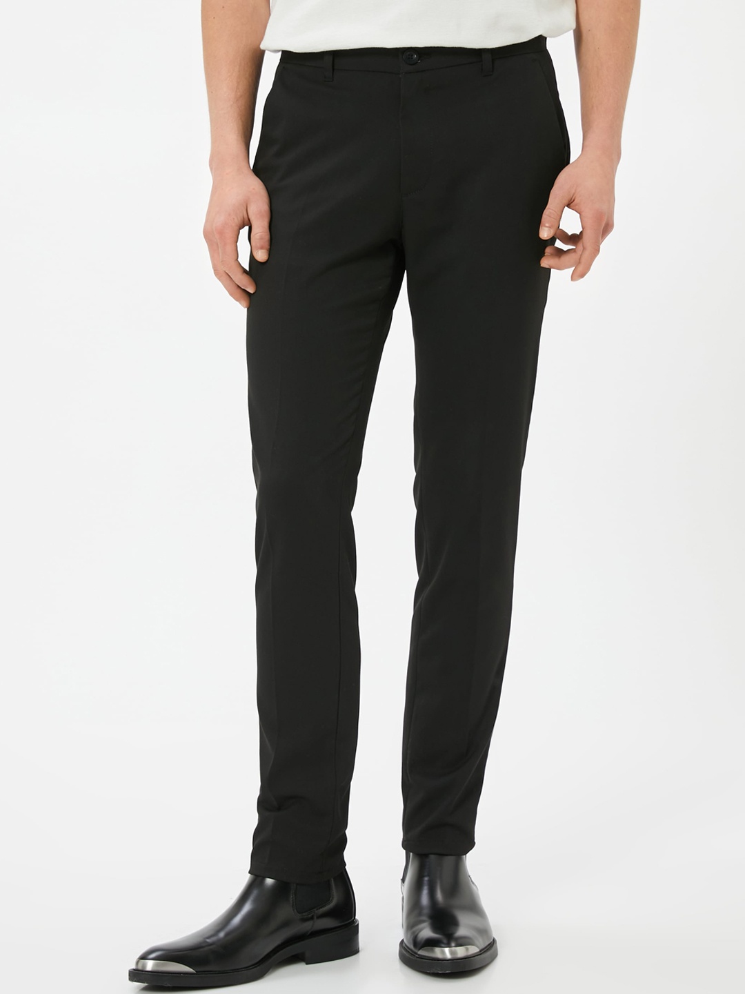 

Koton Men Slim Fit Mid-Rise Formal Trousers, Black