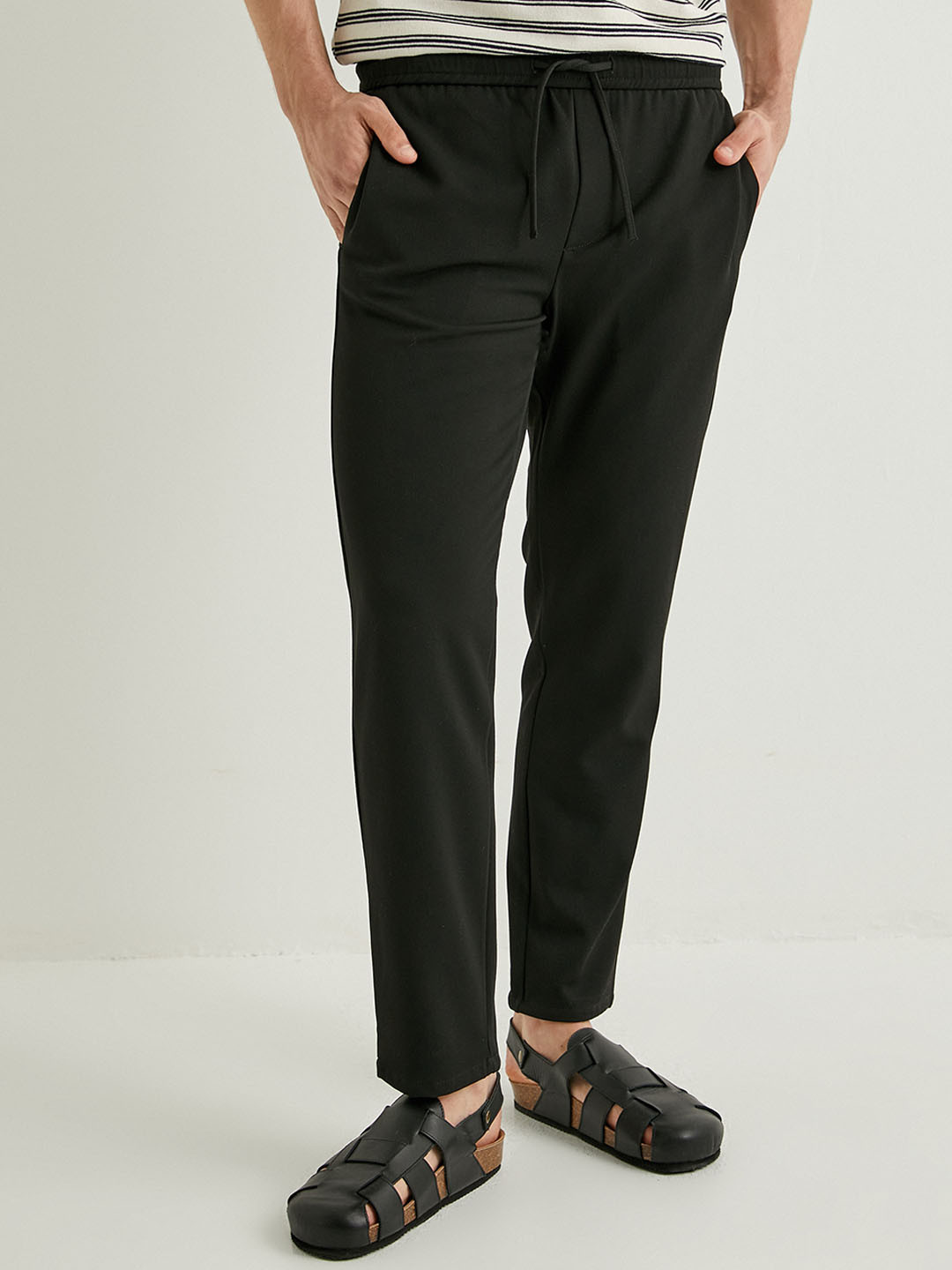 

Koton Men Slim Fit Mid-Rise Trousers, Black