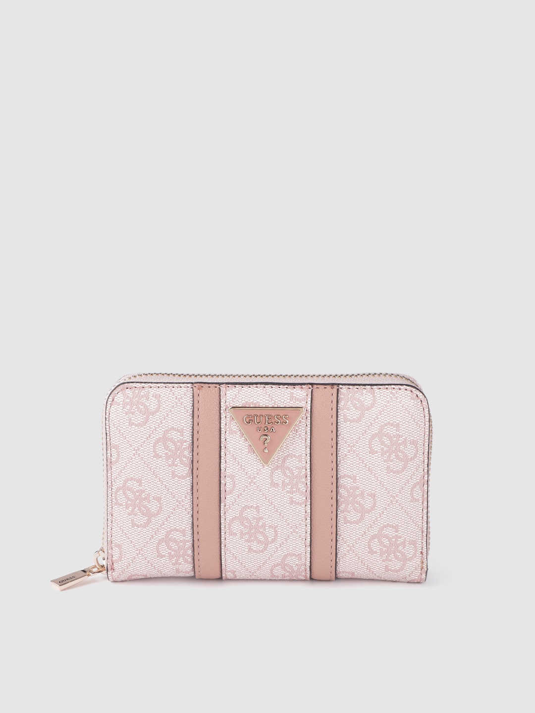 GUESS Women Brand Logo Print Zip Around Wallet, Pink