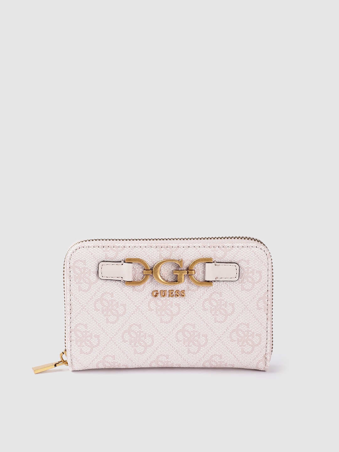 

GUESS Women Brand Logo Print Zip Around Wallet, Nude