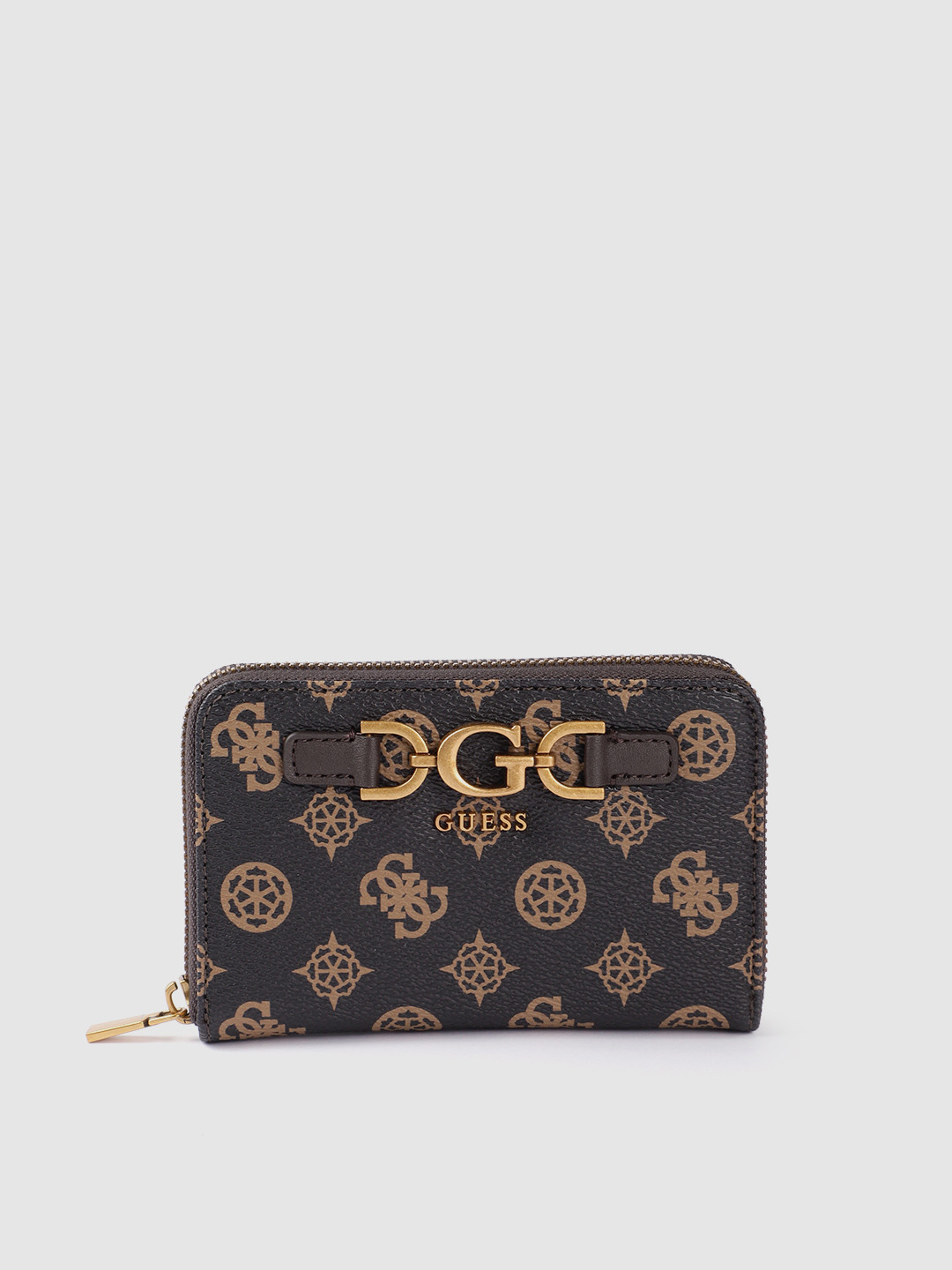 

GUESS Women Brand Logo Print Zip Around Wallet, Brown
