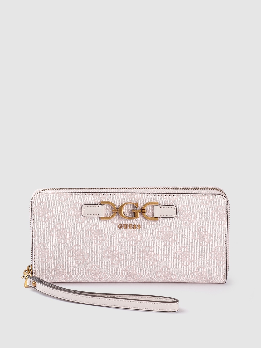 

GUESS Women Brand Logo Print Zip Around Wallet, Nude