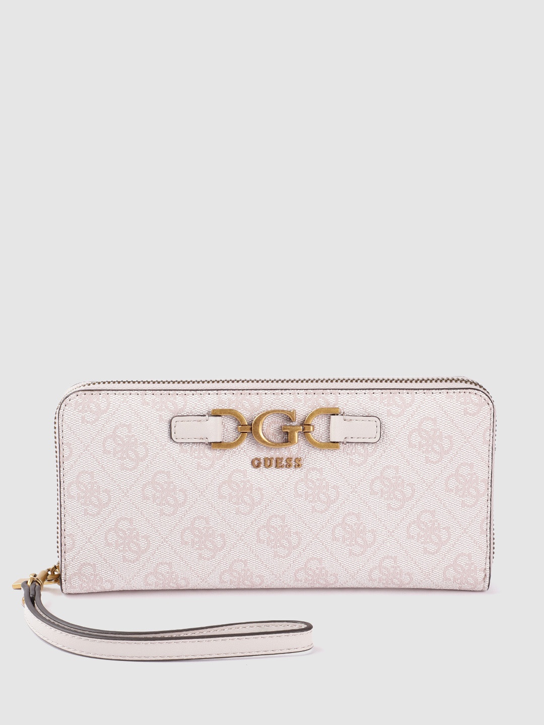 

GUESS Women Brand Logo Printed PU Zip Around Wallet, Pink