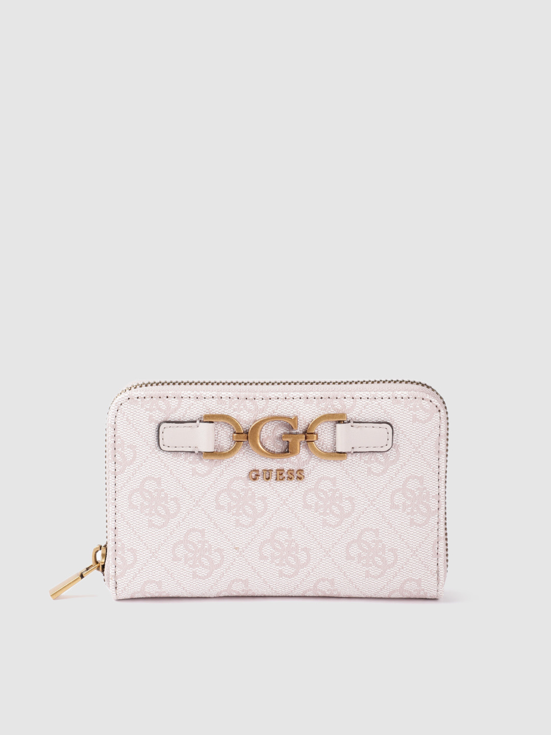 

GUESS Women Brand Logo Print Zip Around Wallet, Nude
