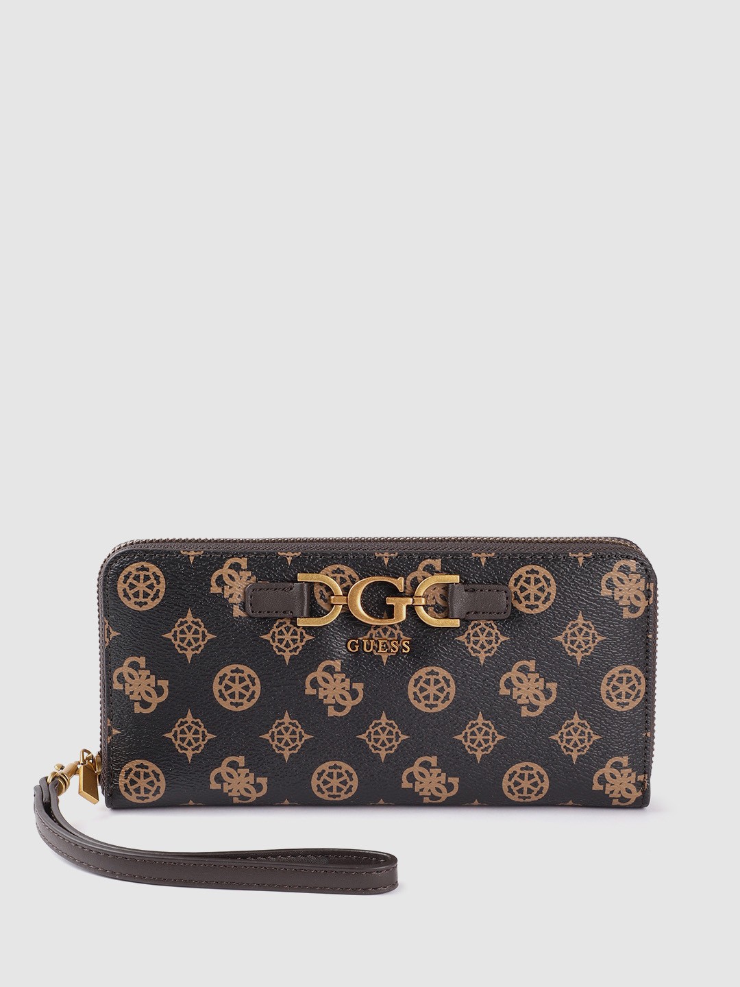 

GUESS Women Brand Logo Print Zip Around Wallet, Brown