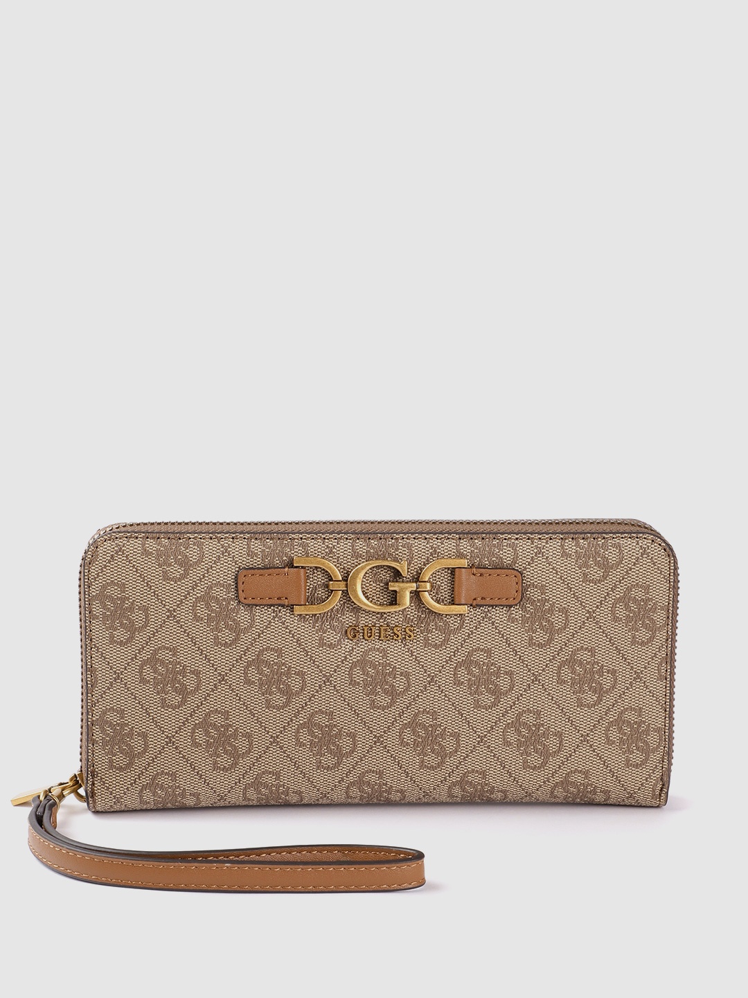 

GUESS Women Brand Logo Print Zip Around Wallet, Brown