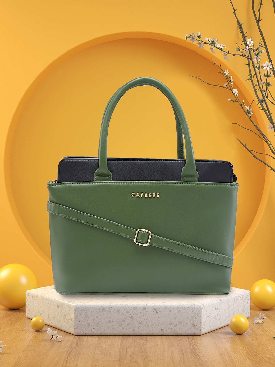 

Caprese Women Colourblocked Structured Handheld Bag, Off white
