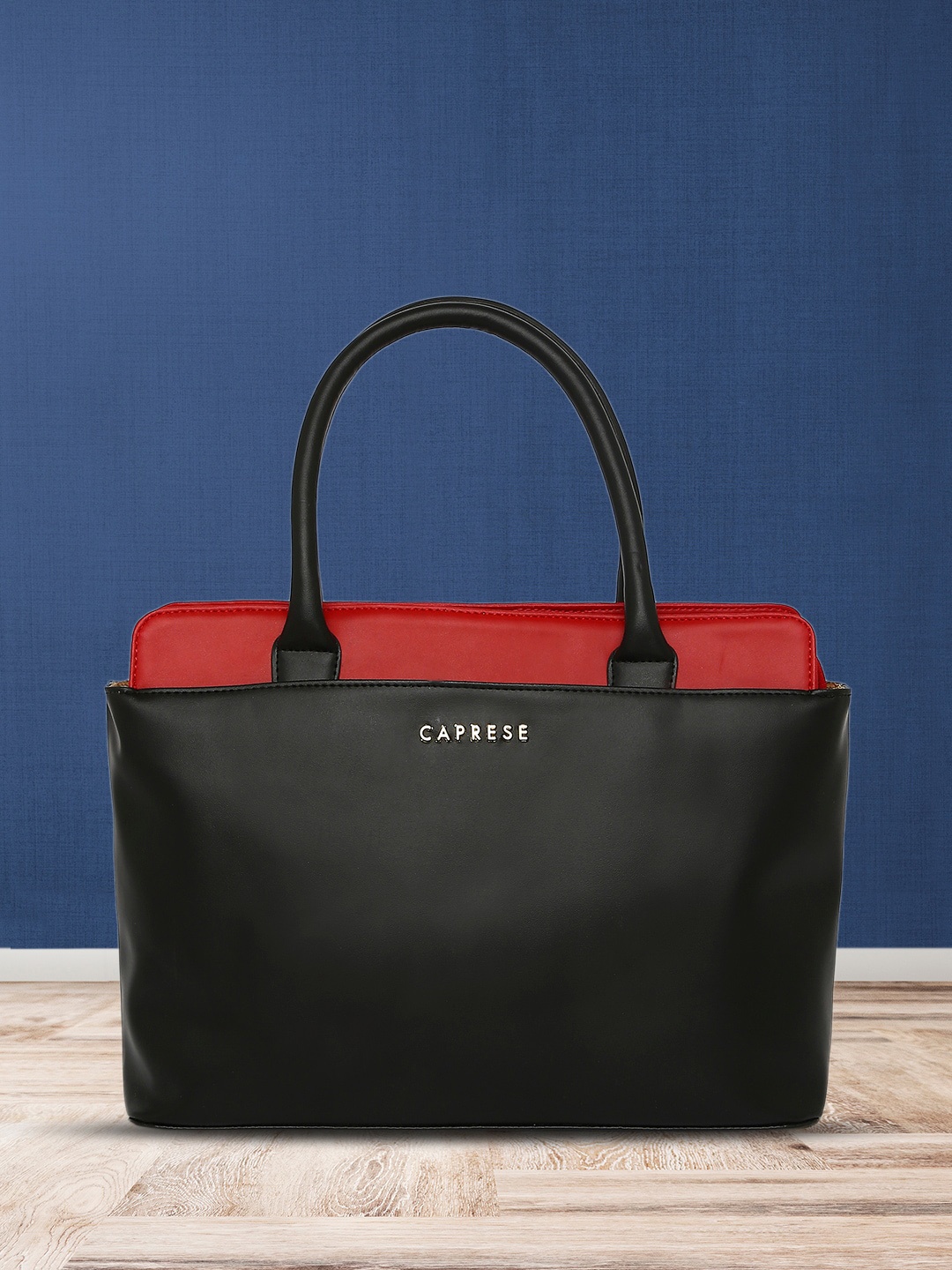 

Caprese Women Colourblocked PU Oversized Structured Handheld Bag, Black