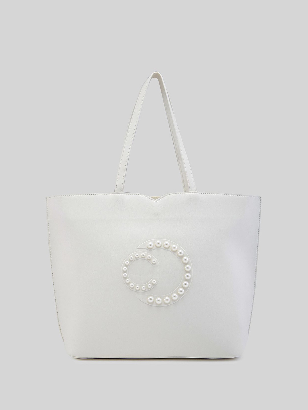 

Caprese Women Embellished Oversized Bowling Tote Bag, White